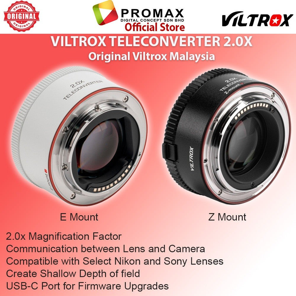 Viltrox Teleconverter 2.0X Sony E Nikon Z Mount for Select Sony and Nikon Lens 2.0X Magnification