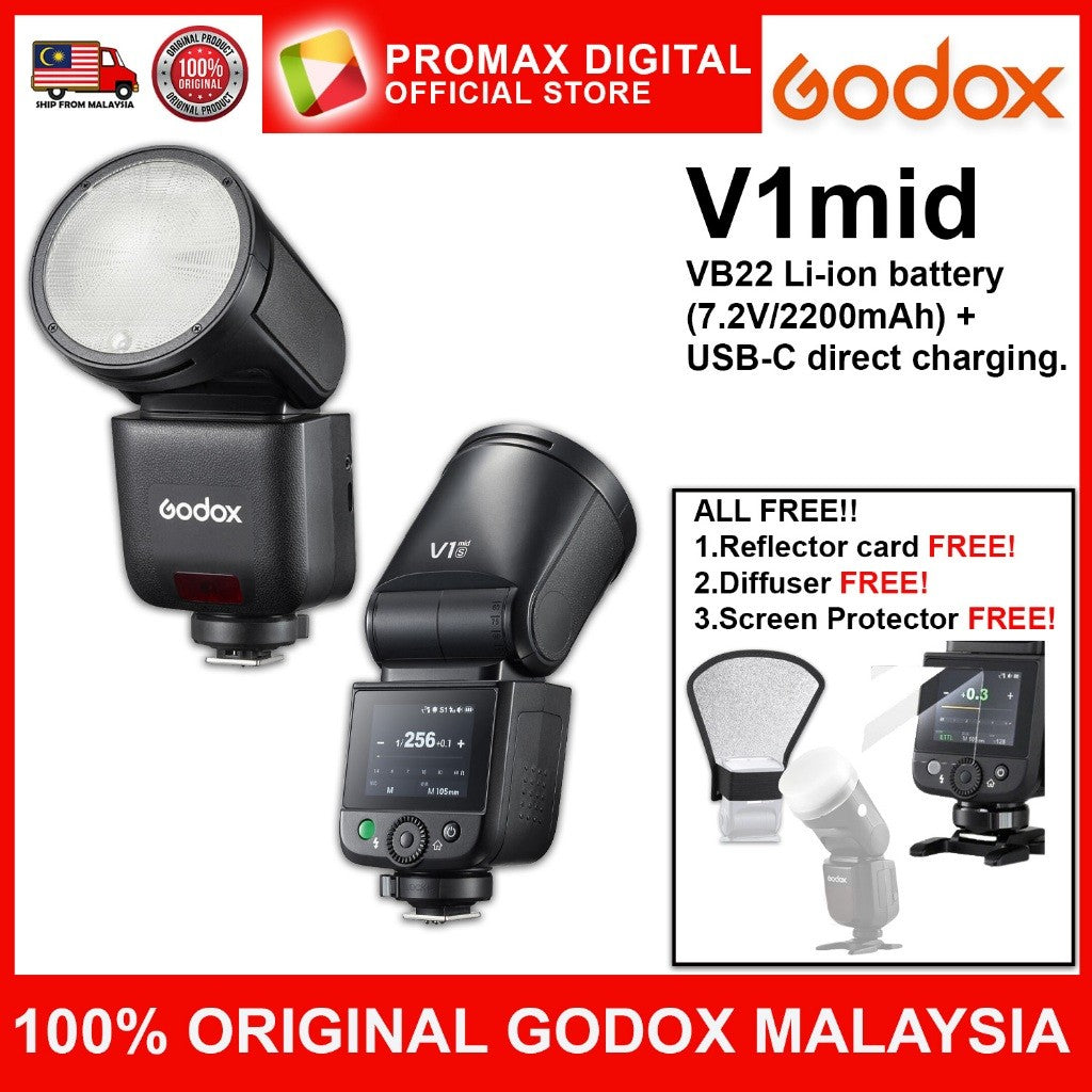 GODOX V1 mid TTL ON CAMERA FLASH FOR MIRRORLESS CAMERA V1Mid S C F N O
