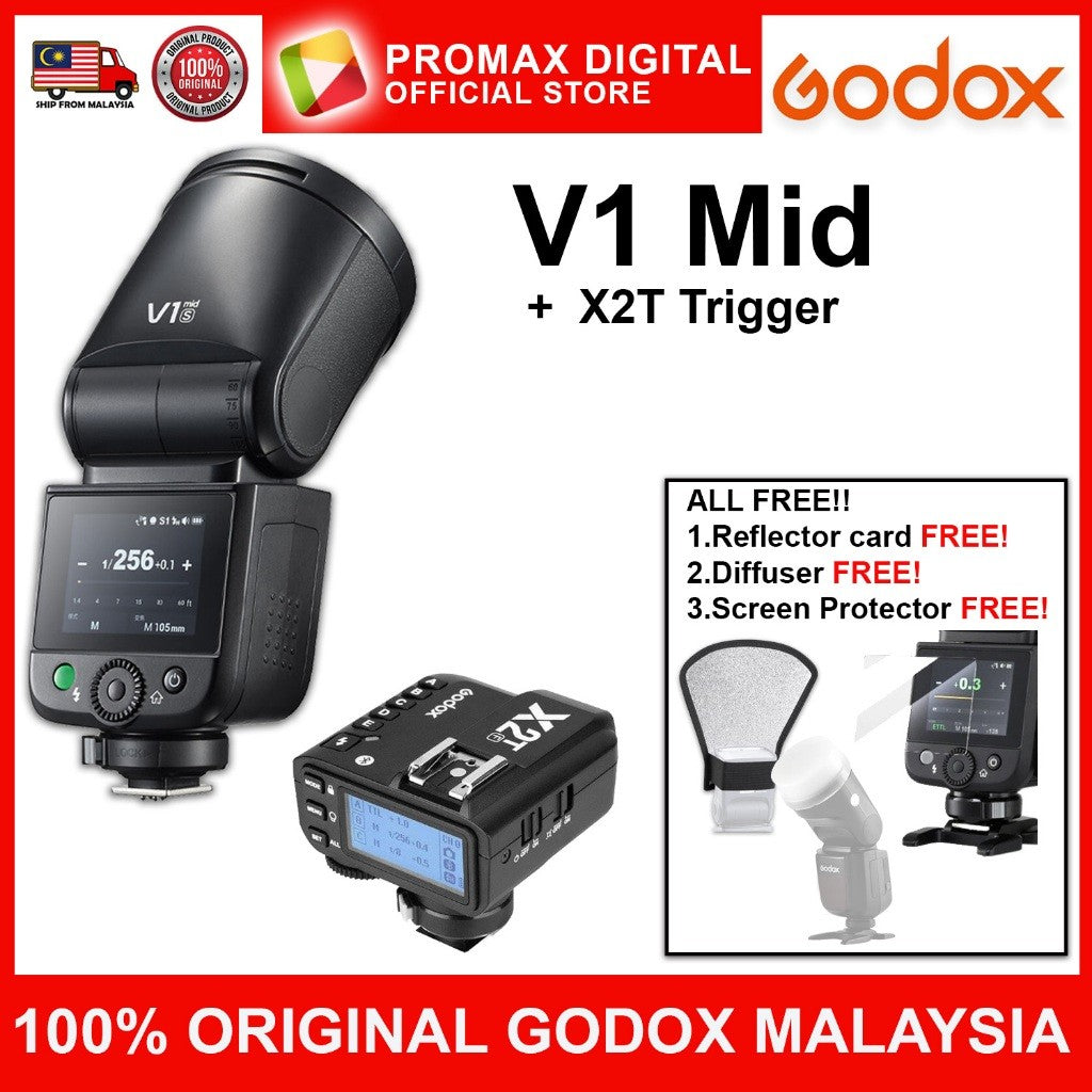 GODOX V1 mid TTL ON CAMERA FLASH FOR MIRRORLESS CAMERA V1Mid S C F N O