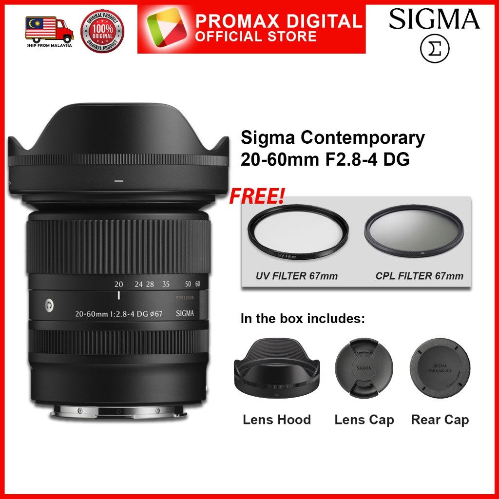 Sigma 20-60mm f2.8-4 DG Contemporary Full Frame Camera Lens for FE and L Mount FREE FILTERS!!