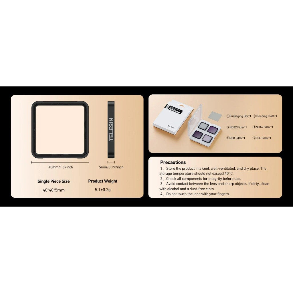 TELESIN S5-FLT-27-TIS FILTER KIT SET FOR ACE PRO ACE PRO 2