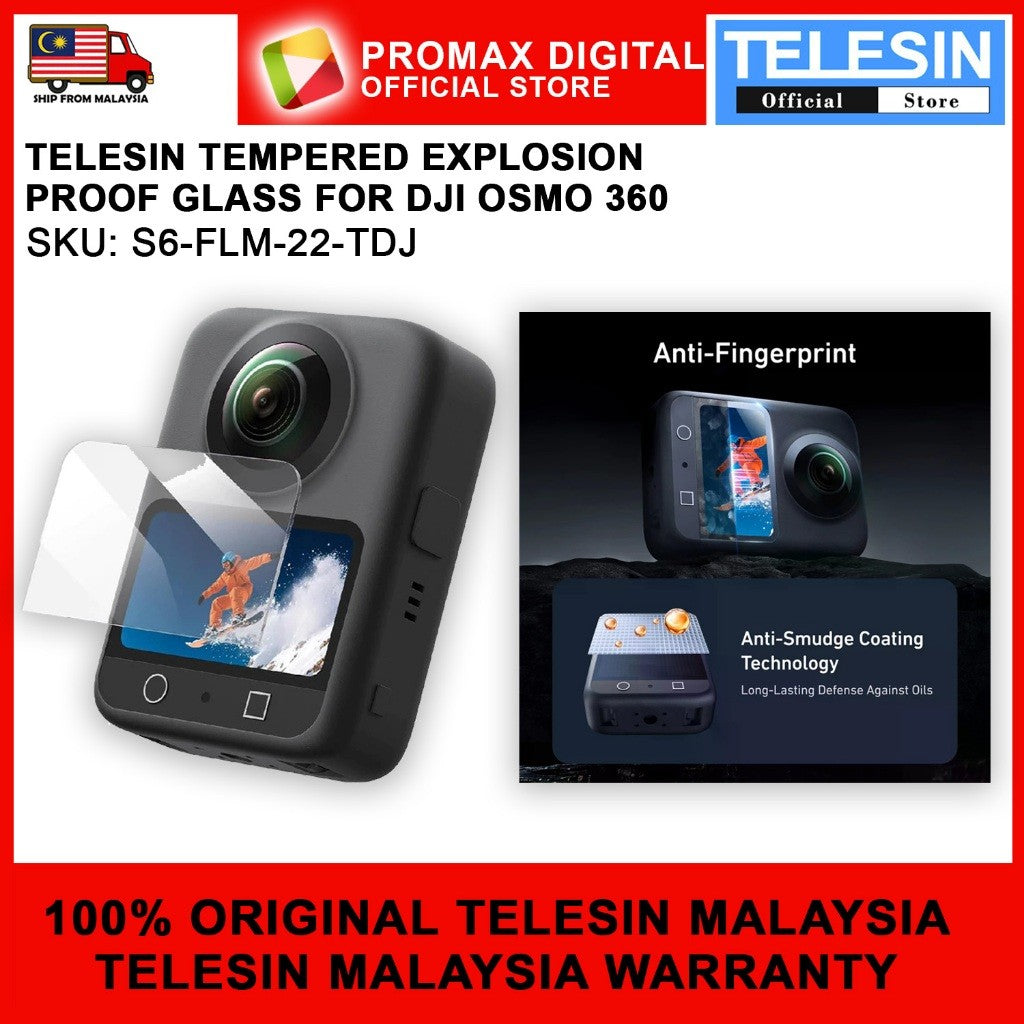TELESIN S6-FLM-22-TDJ TEMPERED EXPLOSION-PROOF SCREEN PROTECTOR FOR DJI OSMO 360