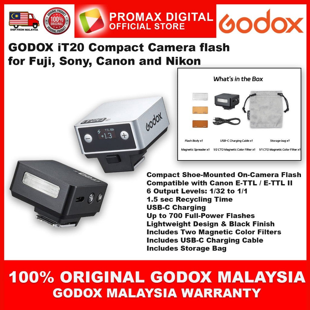 GODOX iT20 TTL Compact Camera Flash for Sony , Fuji , Canon and Nikon