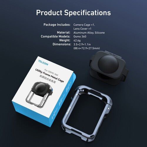 TELESIN S6-FMS-30-TDJ RABBIT CAGE FOR DJI OSMO 360 WITH LENS COVER COLD SHOE MOUNT PROTECTION CASE