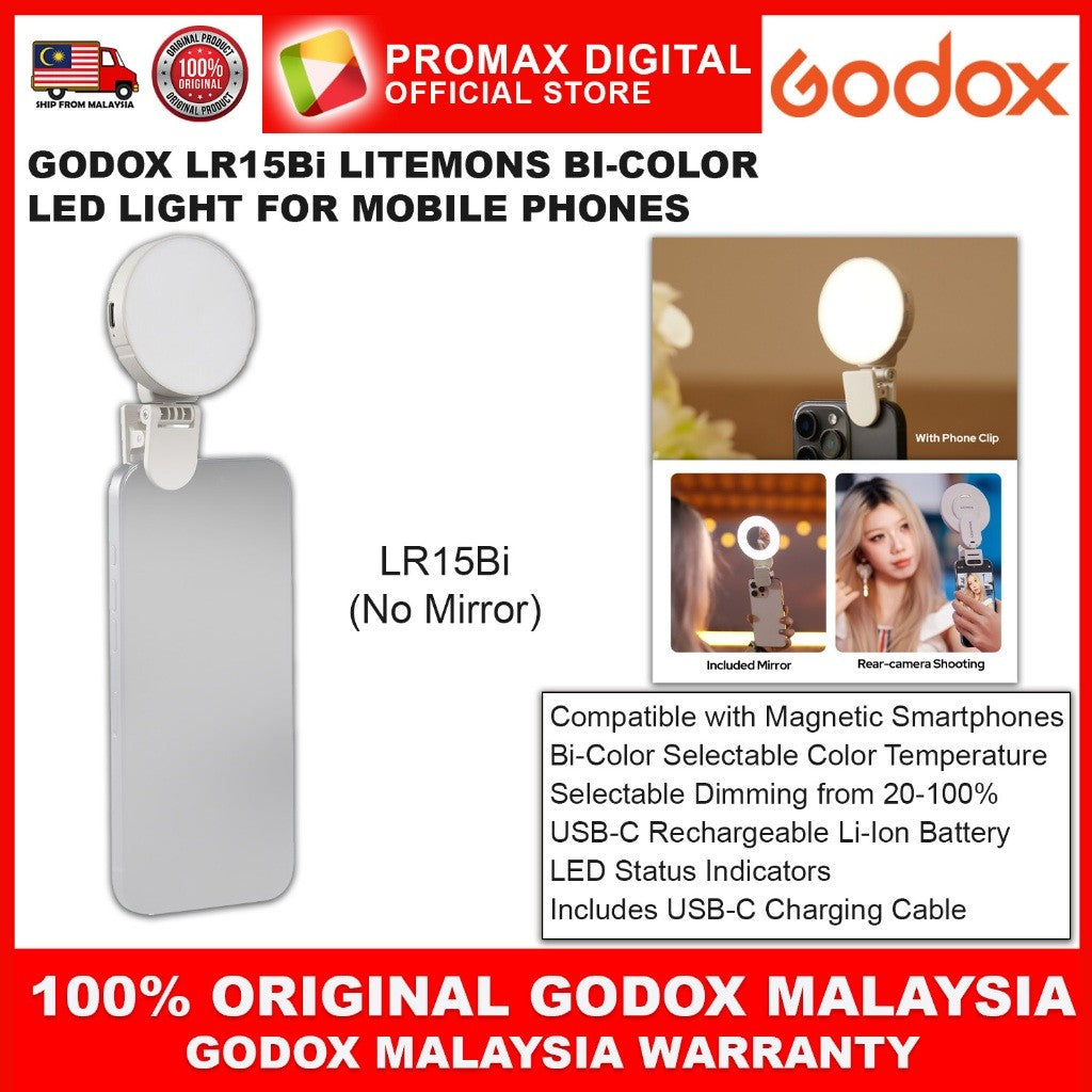 GODOX LITEMONS LR15Bi LR30Bi Bi-Color LED Light for Mobile Phones Selfie LED Light