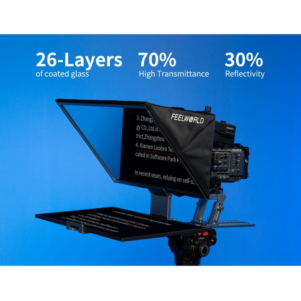 FEELWORLD TP21 21 INCH FOLDING TELEPROMPTER AND TPM215 FHD MONITOR FOR TP-21
