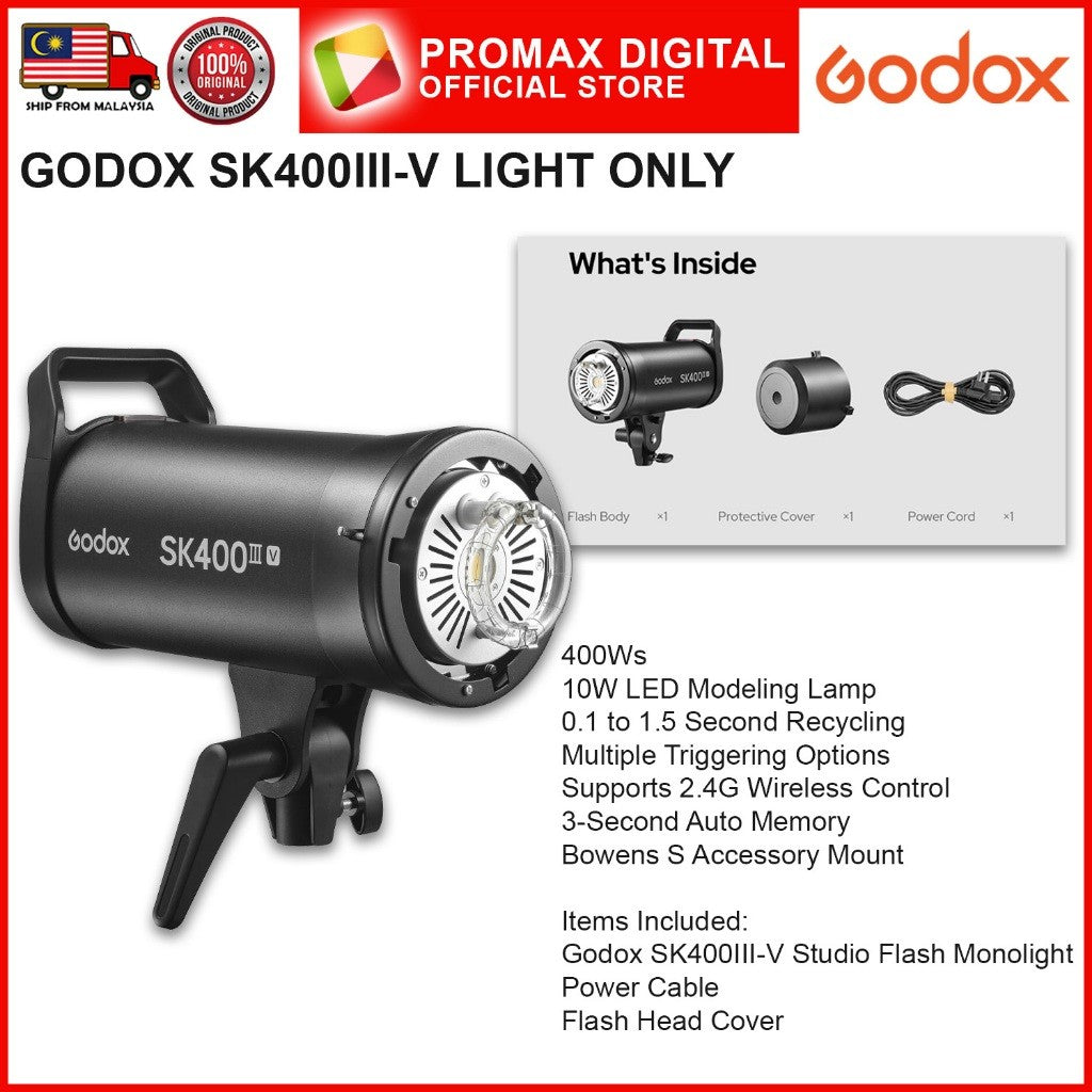 GODOX SK300III-V SK400III-V STUDIO FLASH SERIES WITH 10w LED MODELLING LAMP SK300IIIV SK400IIIV