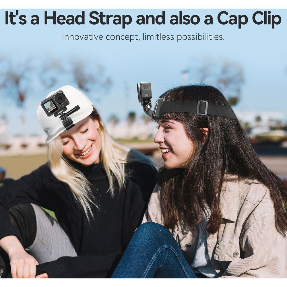 TELESIN QHM-001 2 in 1 QUICK RELEASE HEADSTRAP AND CAP CLIP FOR ACTION CAMERAS 3 PRONG MOUNT