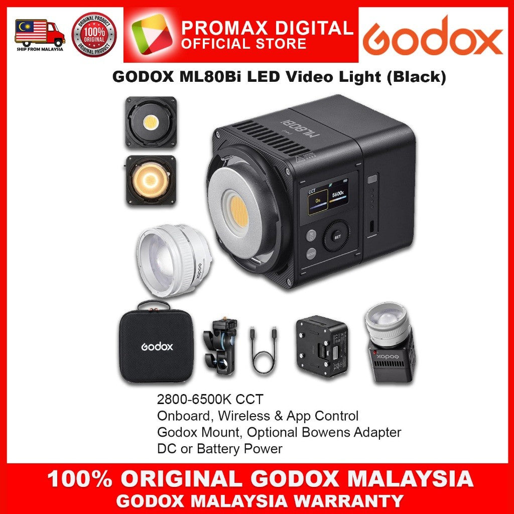 GODOX ML80Bi ML150Bi Bi-Color LED Video Light Godox Mount with Optional Bowens Adapter