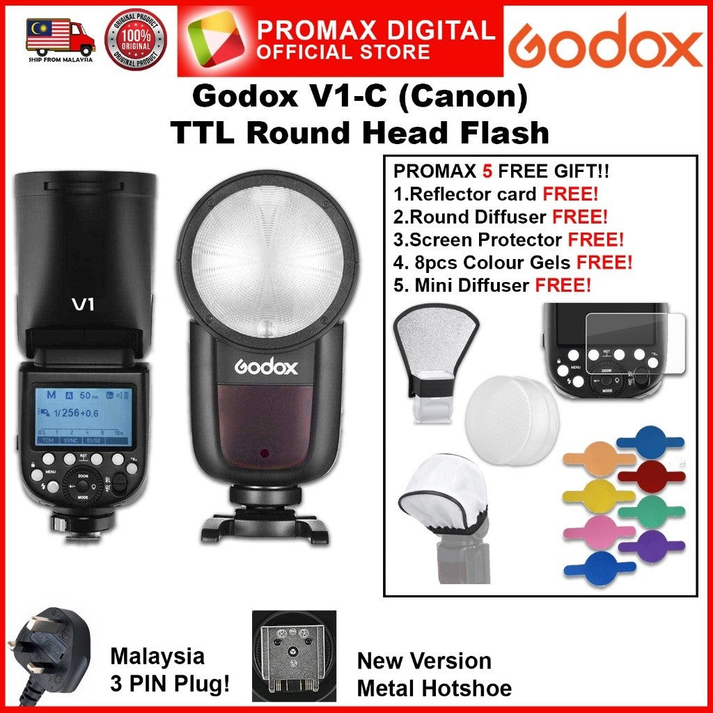 Godox V1 Flash Speedlight Round TTL Li-ion Battery