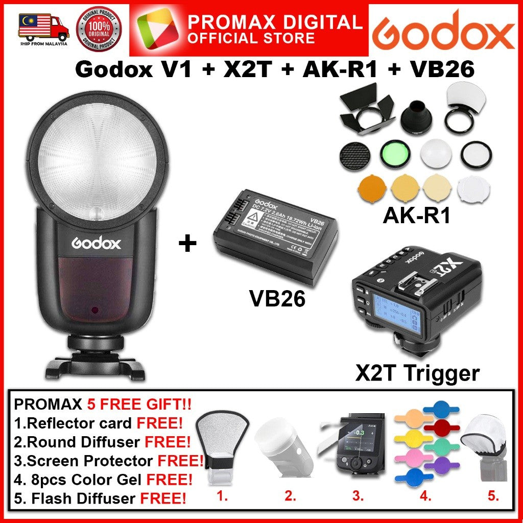 Godox V1 V1F Speedlight Round Flash TTL Battery