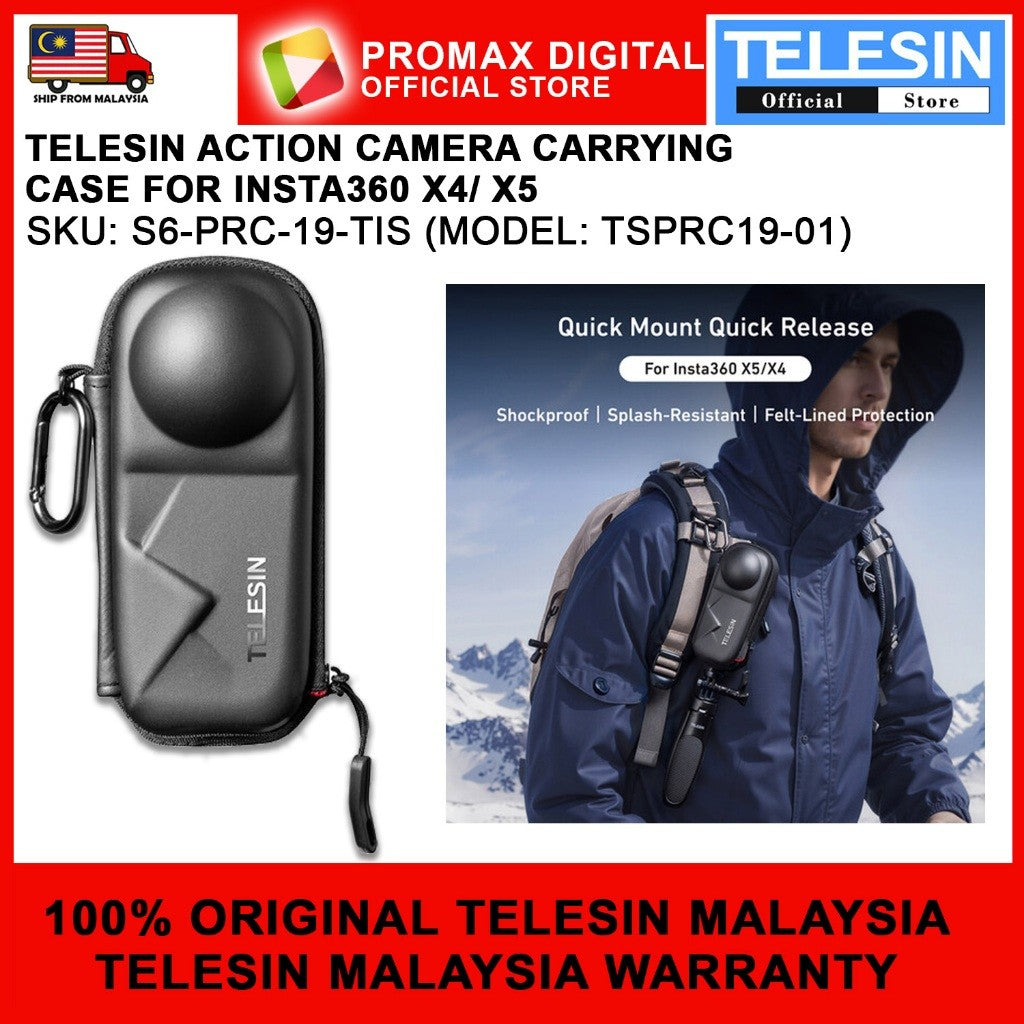 TELESIN S6-PRC-19-TIS ACTION CAMERA BAG FOR INSTA360 X4 X5 CAMERA CASE