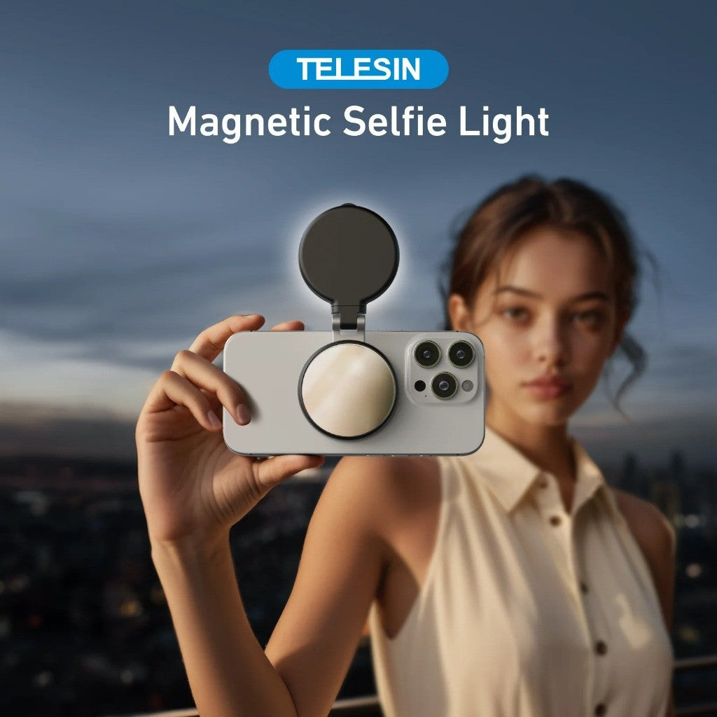 TELESIN S5-BGD-07 MAGNETIC SELFIE RING LIGHT VERSION 2 WITH MIRROR FOR MOBILE PHONES