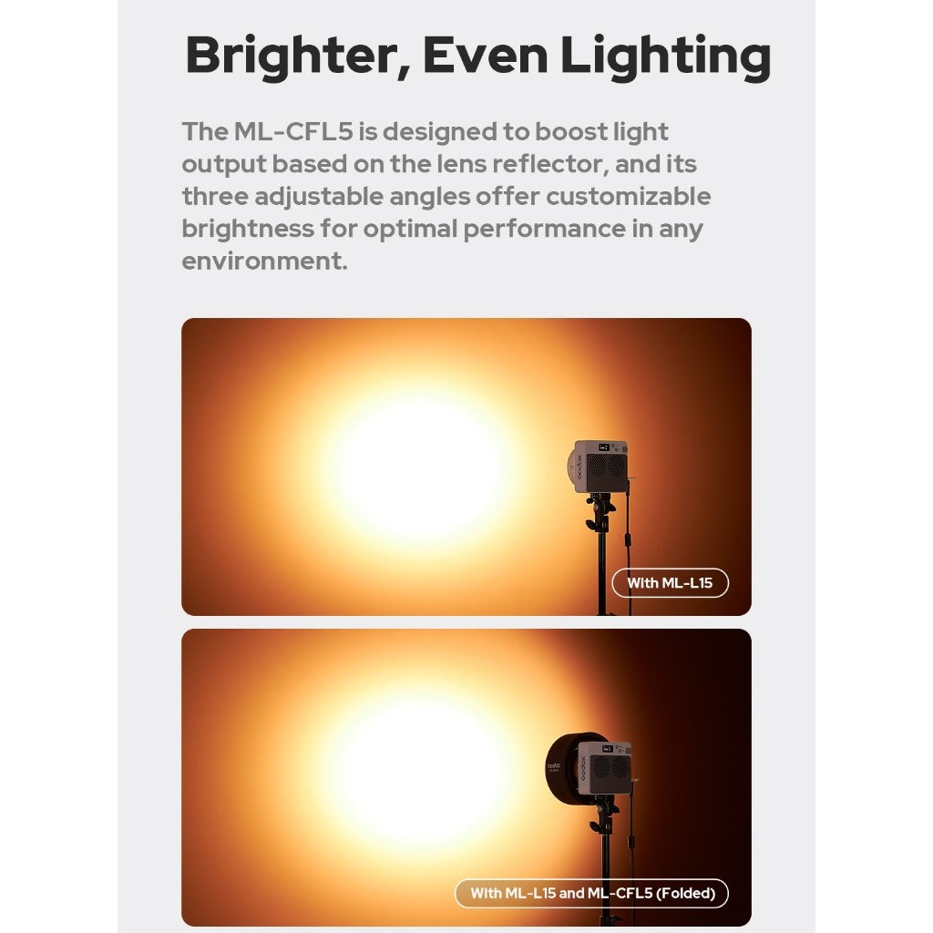 GODOX ML-CFL5 Collapsible Silicone Fresnel Attachment Adjustable Light Diffuser for ML-L15 & ML-L36