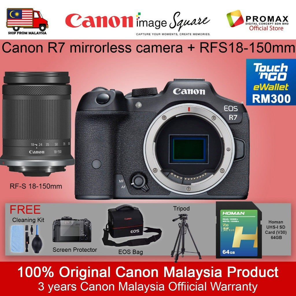 READY STOCK! CANON EOS R7 BODY / KIT Mirrorless Camera RF-S 18-45MM / 18-150MM FREE MEMORY CARD