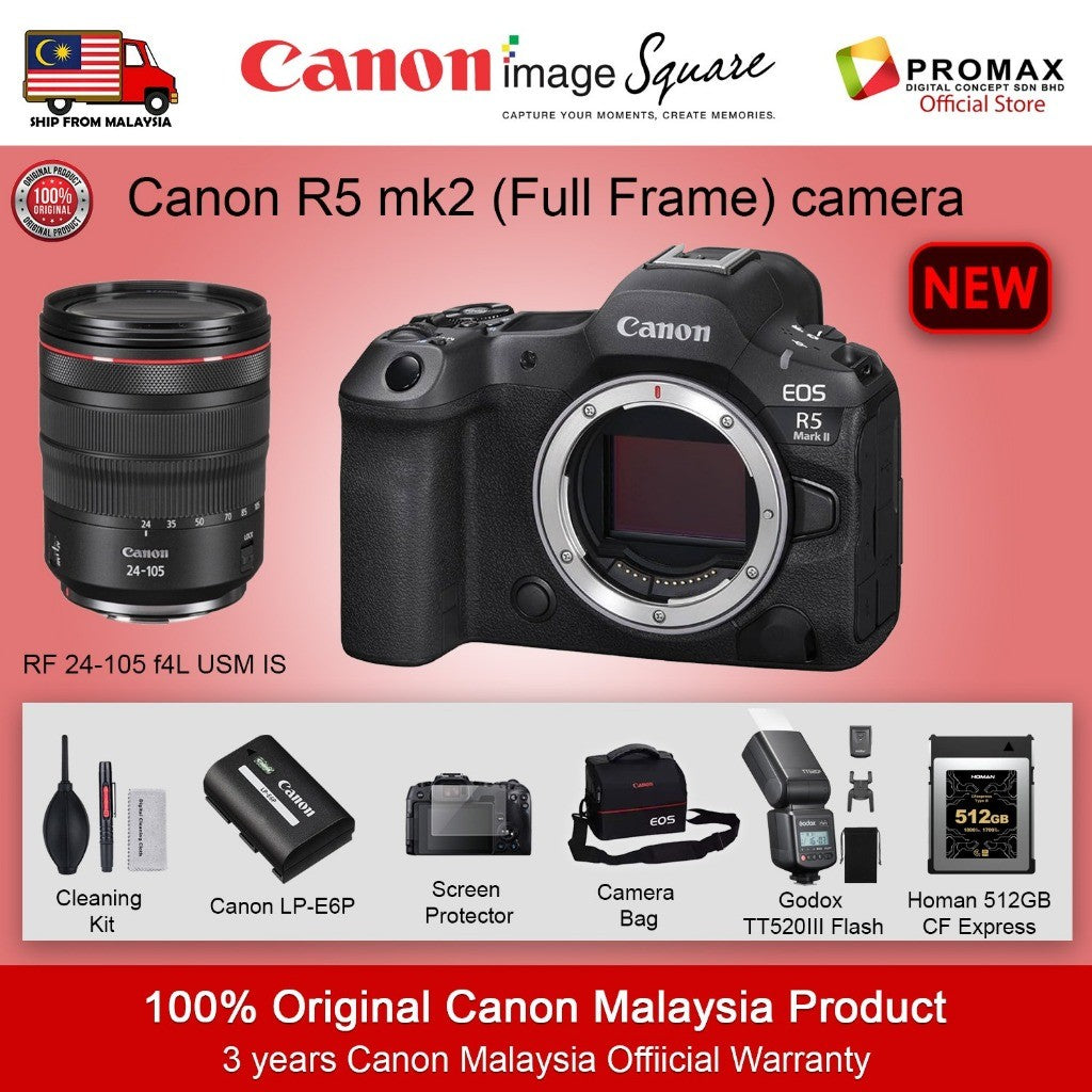 Canon EOS R5 MKII / Mark II Mirrorless Camera Full Frame + RF 24-105mm f4 L USM IS R5II