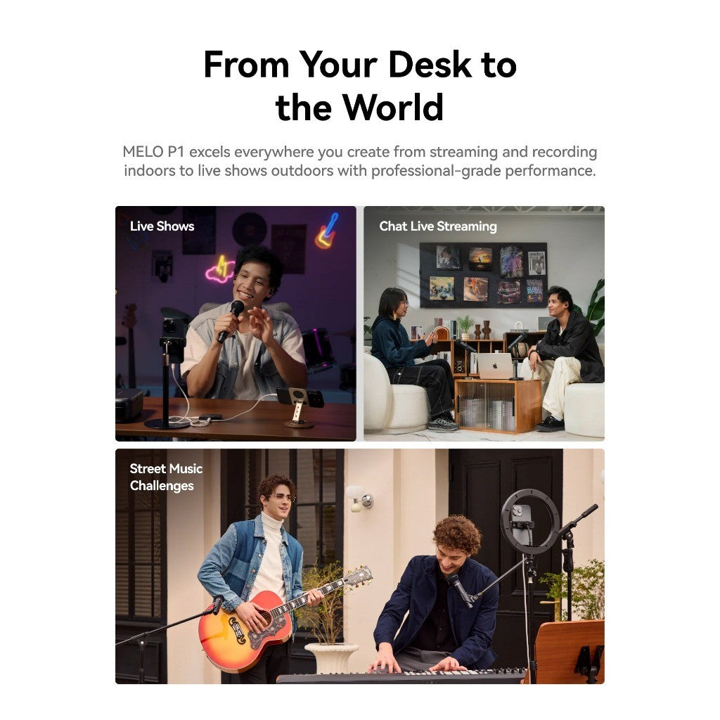 Hollyland MELO P1 All in one Wireless Audio Studio Vocal Mixing System Condenser Microphone