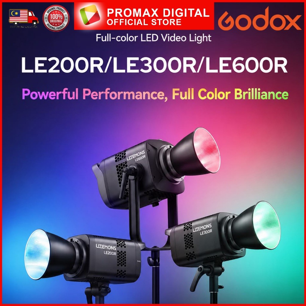 Godox LE200R LE300R LE600R RGB FULL COLOR LED STUDIO LIGHT PHOTO VIDEO PRODUCTION VALUE PACK