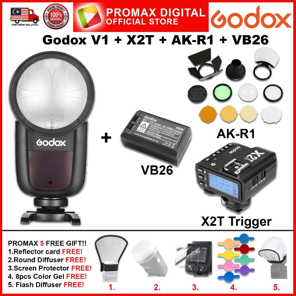 Godox V1 Flash Speedlight Round TTL Li-ion Battery
