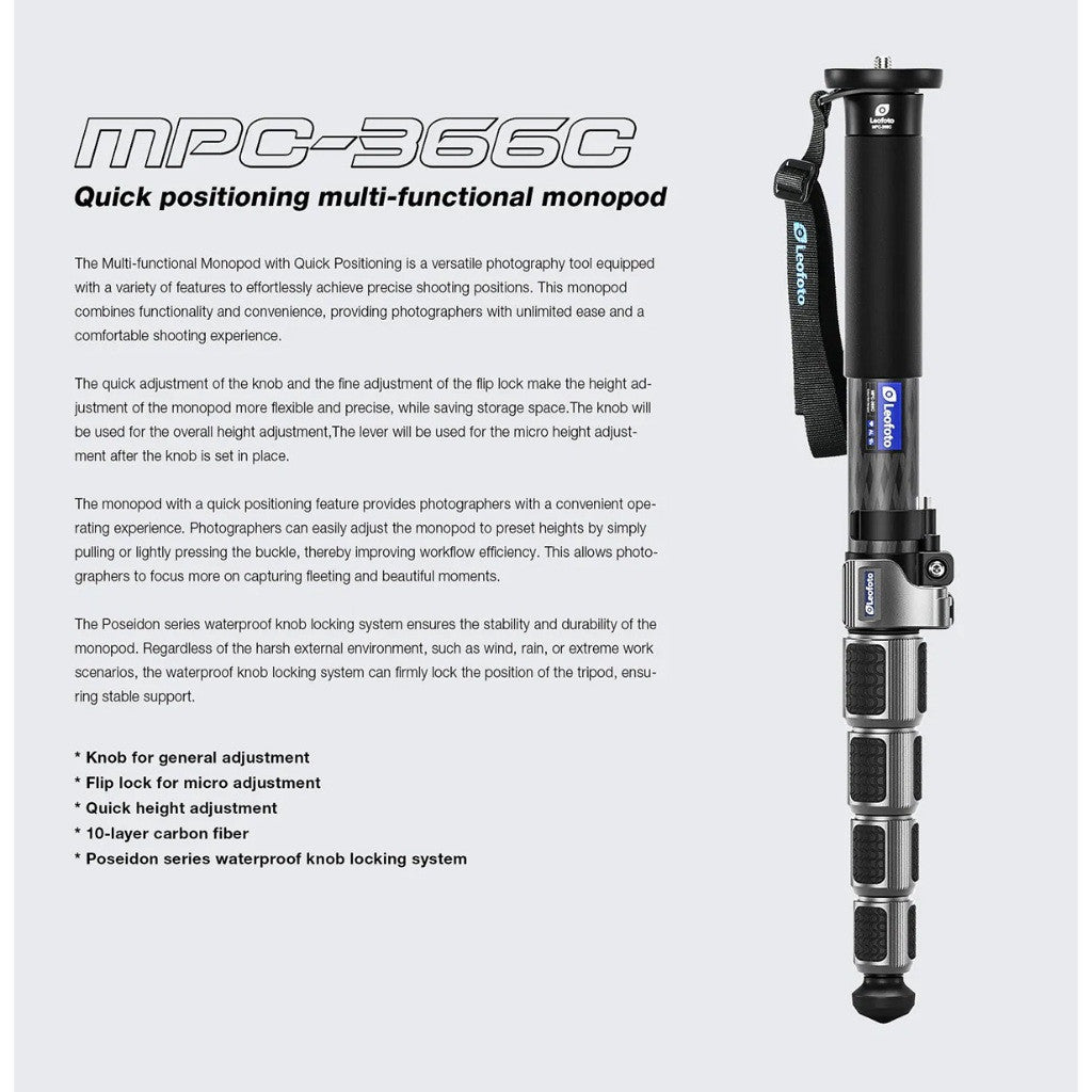 Leofoto MP-366C Professional Carbon Fiber Monopod
