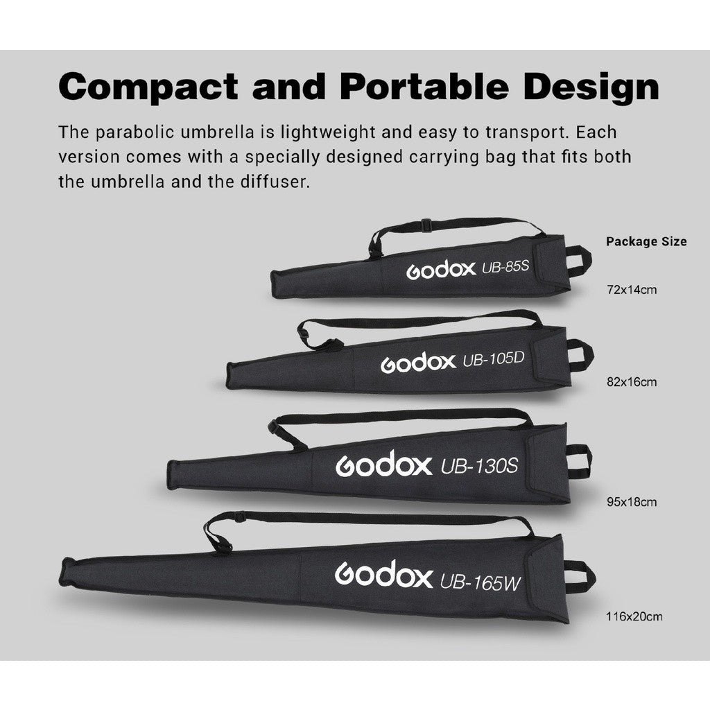 Godox Parabolic Umbrella Diffuser UB-85S UB-105S UB-130S UB-165S Silver  UB-85W UB-105W UB-130W UB-165W White