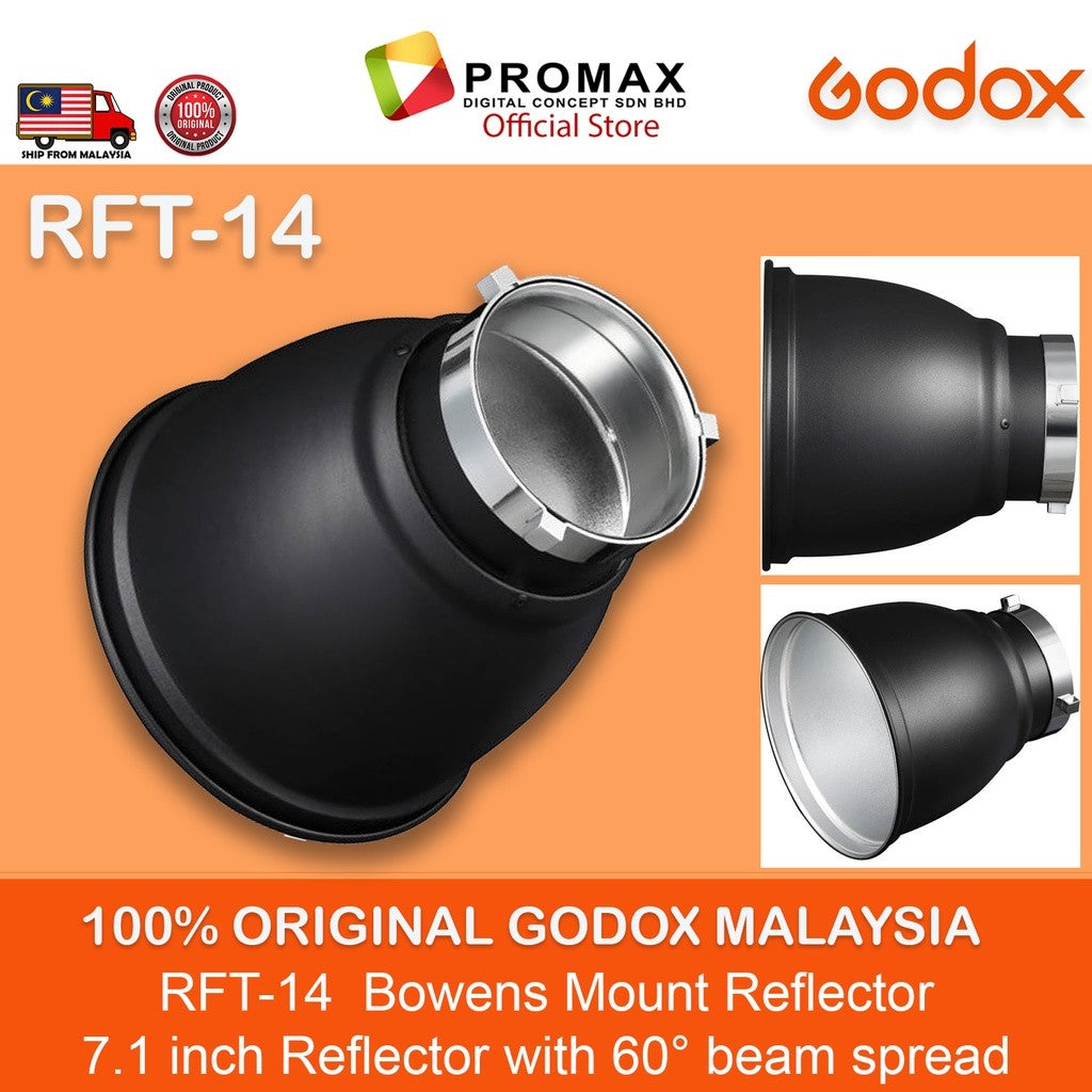 GODOX RFT-14 Reflector Mount 18cm 7.1 inch (Bowens Mount) 60° beam spread