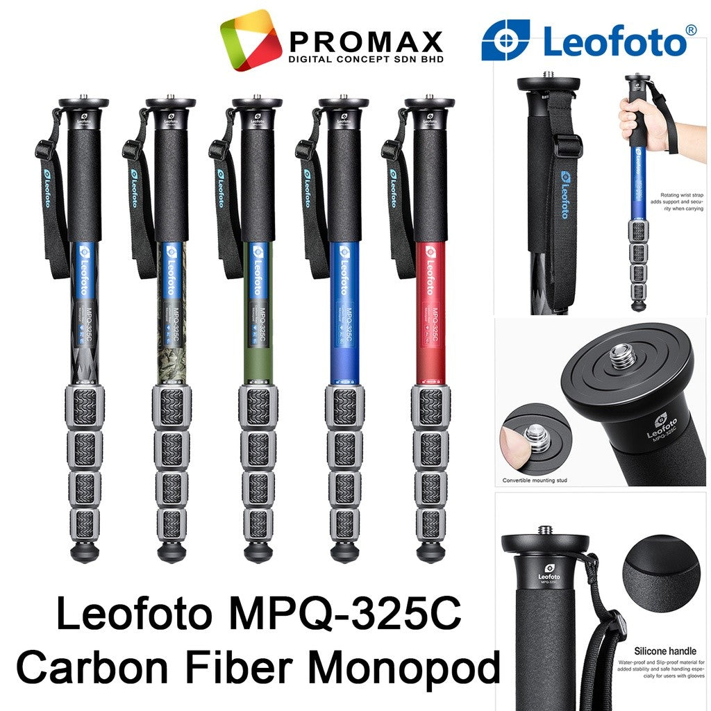 Leofoto MPQ-325C 5-Section Carbon Fibre Monopod with Case 100% Original Malaysia
