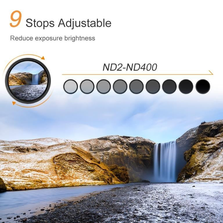 CHEAPEST! K&F Concept ND2-400 Variable ND Fader ND Filter Multi Layer Blue Coating VND 1-9 stops JAPAN glass