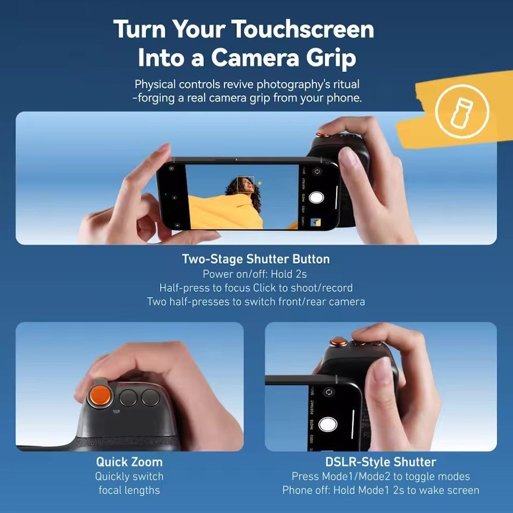 TELESIN Fun Shot 2 Magnetic Grip2 Phone Holder Bluetooth Remote Control Zoom Camera Handle for Smartphones Funshot 2