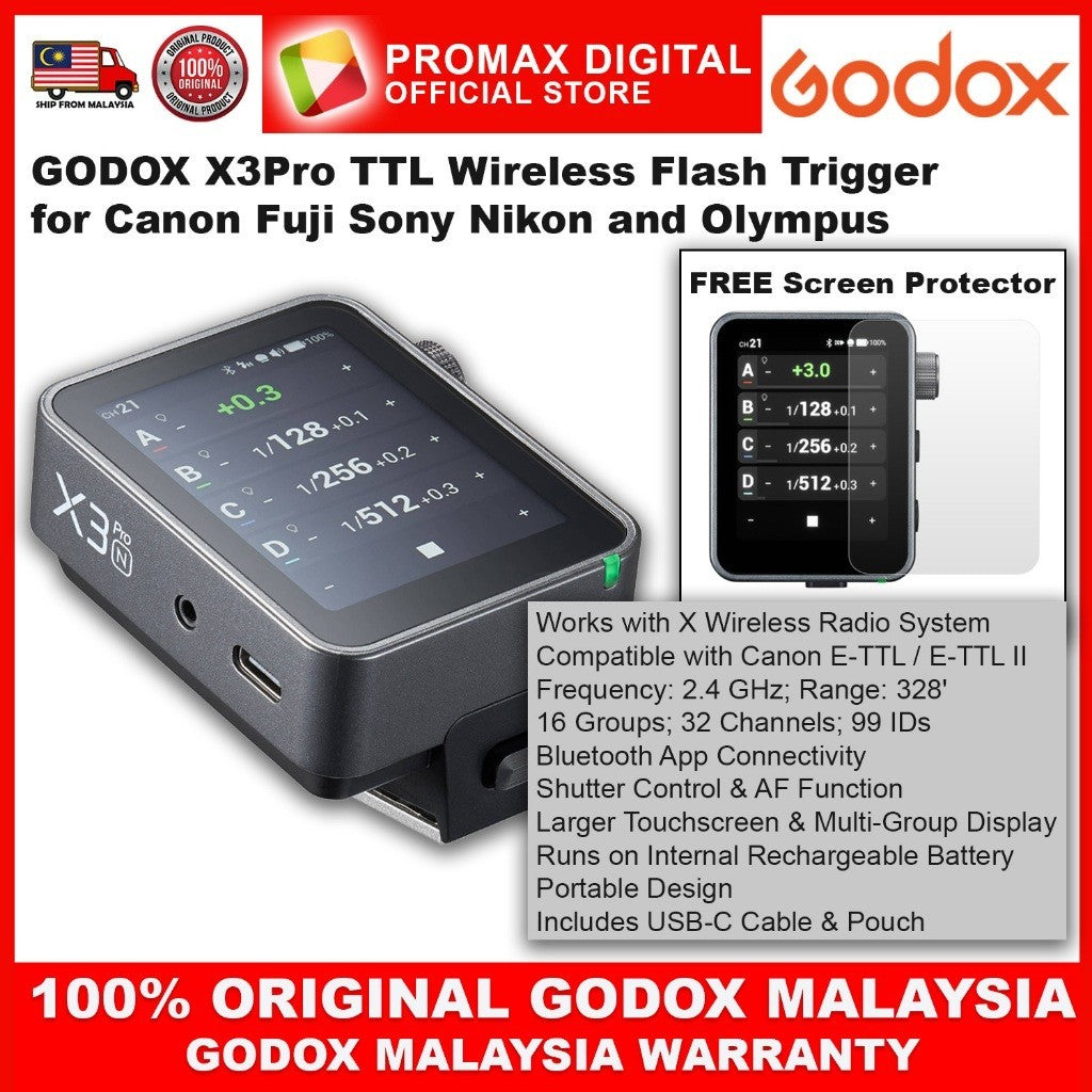 GODOX X3Pro TTL Wireless Flash Trigger for Canon Sony Nikon Fuji and Olympus X3 Pro