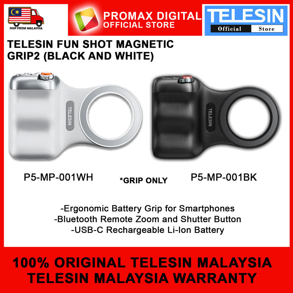 TELESIN Fun Shot 2 Magnetic Grip2 Phone Holder Bluetooth Remote Control Zoom Camera Handle for Smartphones Funshot 2