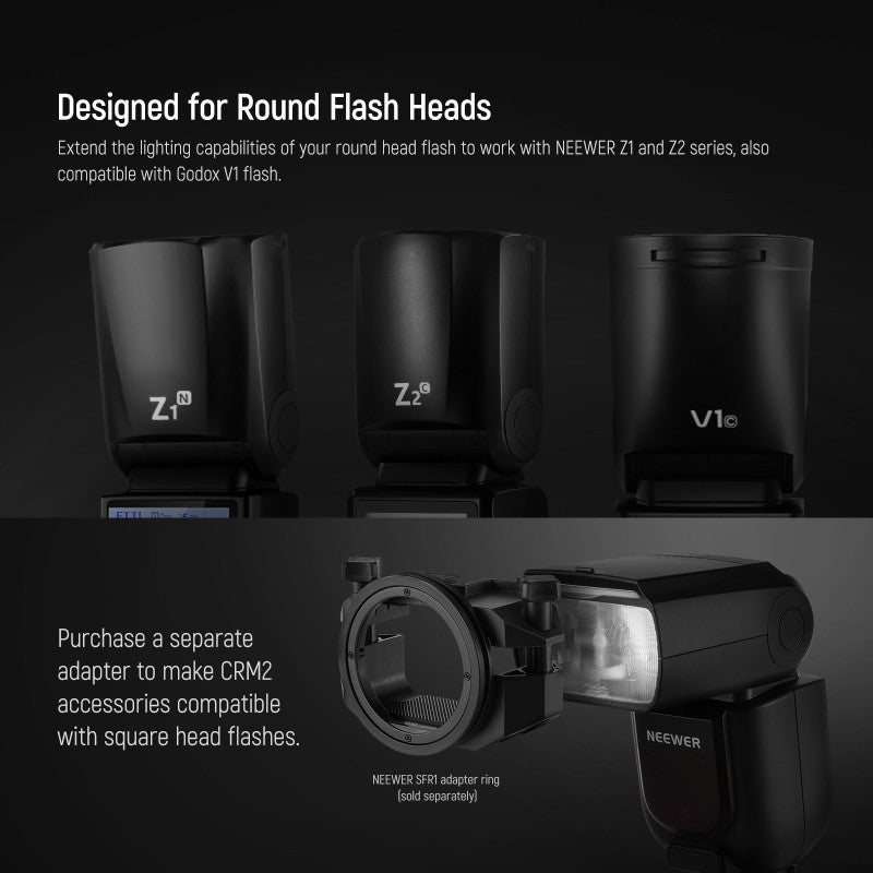 NEEWER CRM2 Round Head Flash Magnetic Accessories Kit for Z1 V1 Series CRM2 Godox V1 V1pro V100 AD100Pro AK-R1