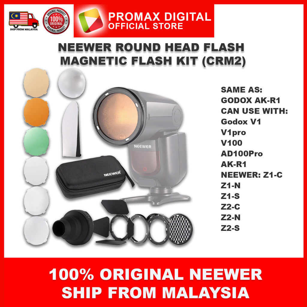 NEEWER CRM2 Round Head Flash Magnetic Accessories Kit for Z1 V1 Series CRM2 Godox V1 V1pro V100 AD100Pro AK-R1