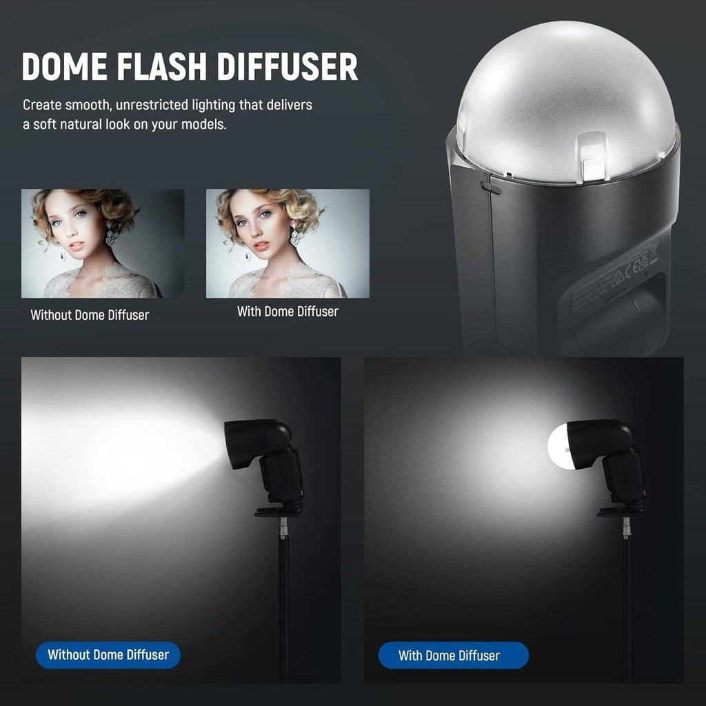 NEEWER M12 Magnetic Dome Diffuser Round Head Speedlite for Z1-S/Z1-N/Z1-C Z2-S/Z2-N/Z2-C Godox V1 V100 AK-R11