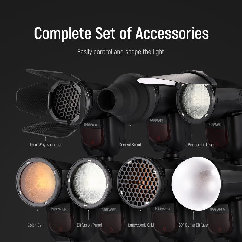 NEEWER CRM2 Round Head Flash Magnetic Accessories Kit for Z1 V1 Series CRM2 Godox V1 V1pro V100 AD100Pro AK-R1