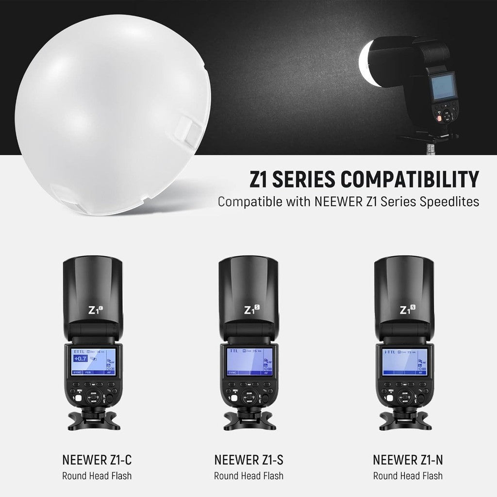 NEEWER M12 Magnetic Dome Diffuser Round Head Speedlite for Z1-S/Z1-N/Z1-C Z2-S/Z2-N/Z2-C Godox V1 V100 AK-R11