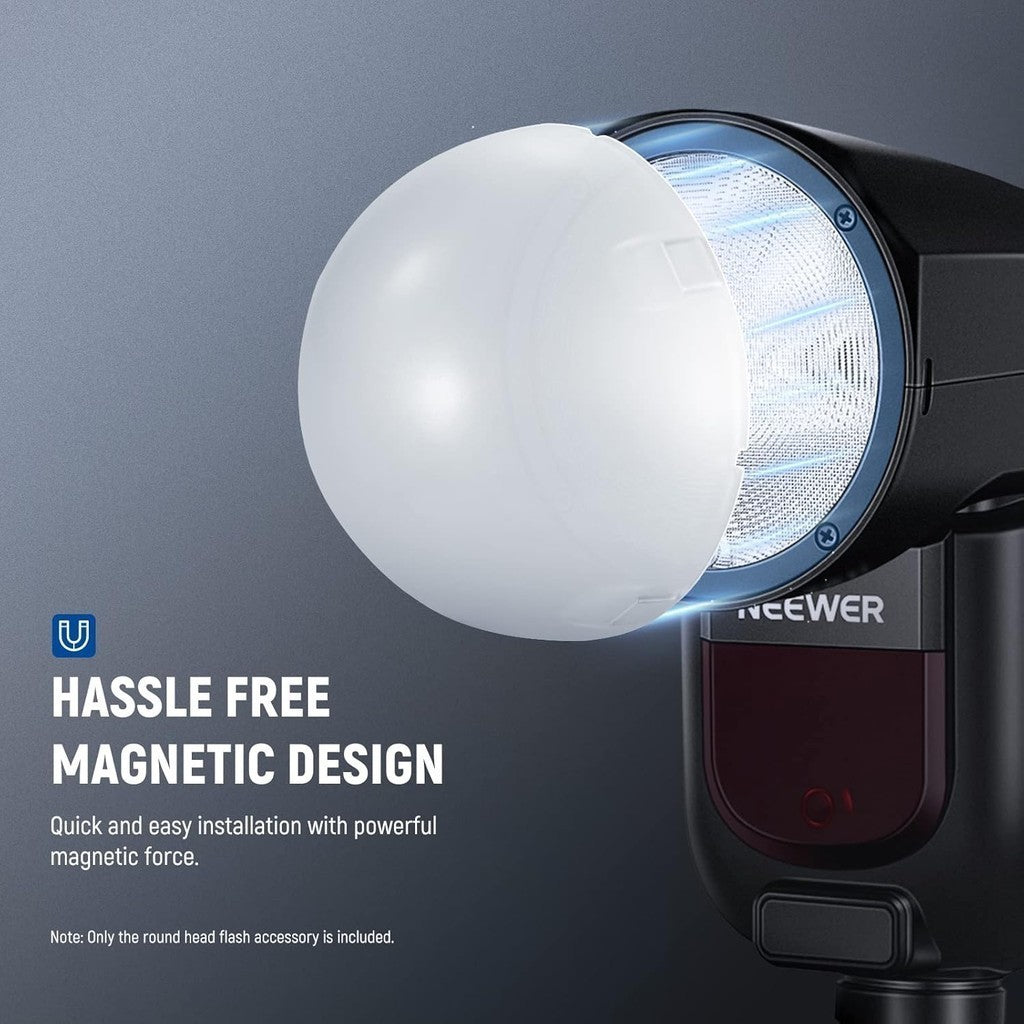 NEEWER M12 Magnetic Dome Diffuser Round Head Speedlite for Z1-S/Z1-N/Z1-C Z2-S/Z2-N/Z2-C Godox V1 V100 AK-R11