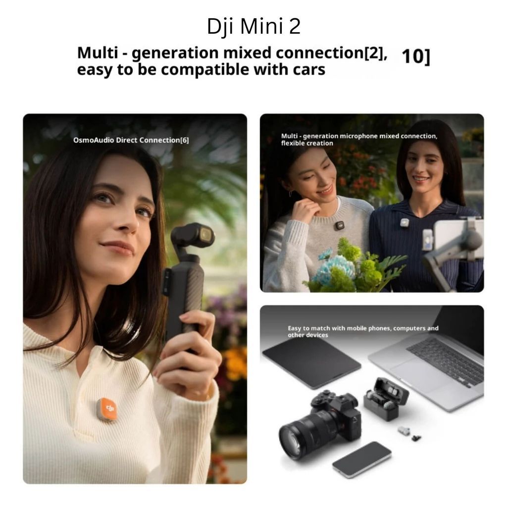 DJI Mic Mini 2 & 2S Mini Wireless 2-Level Noise cancelling Collar Microphone High-Quality Audio mini 2 s mini2s mini2
