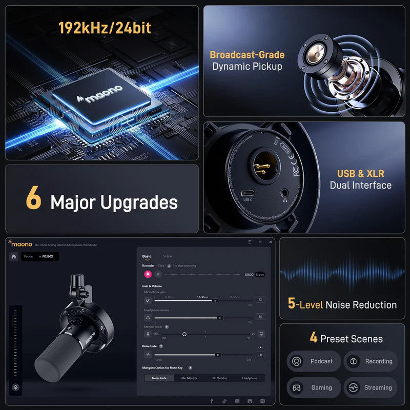 MAONO PD300X USB/XLR Dynamic Microphone for Streaming / Podcasting / Recording 100% Original Maono