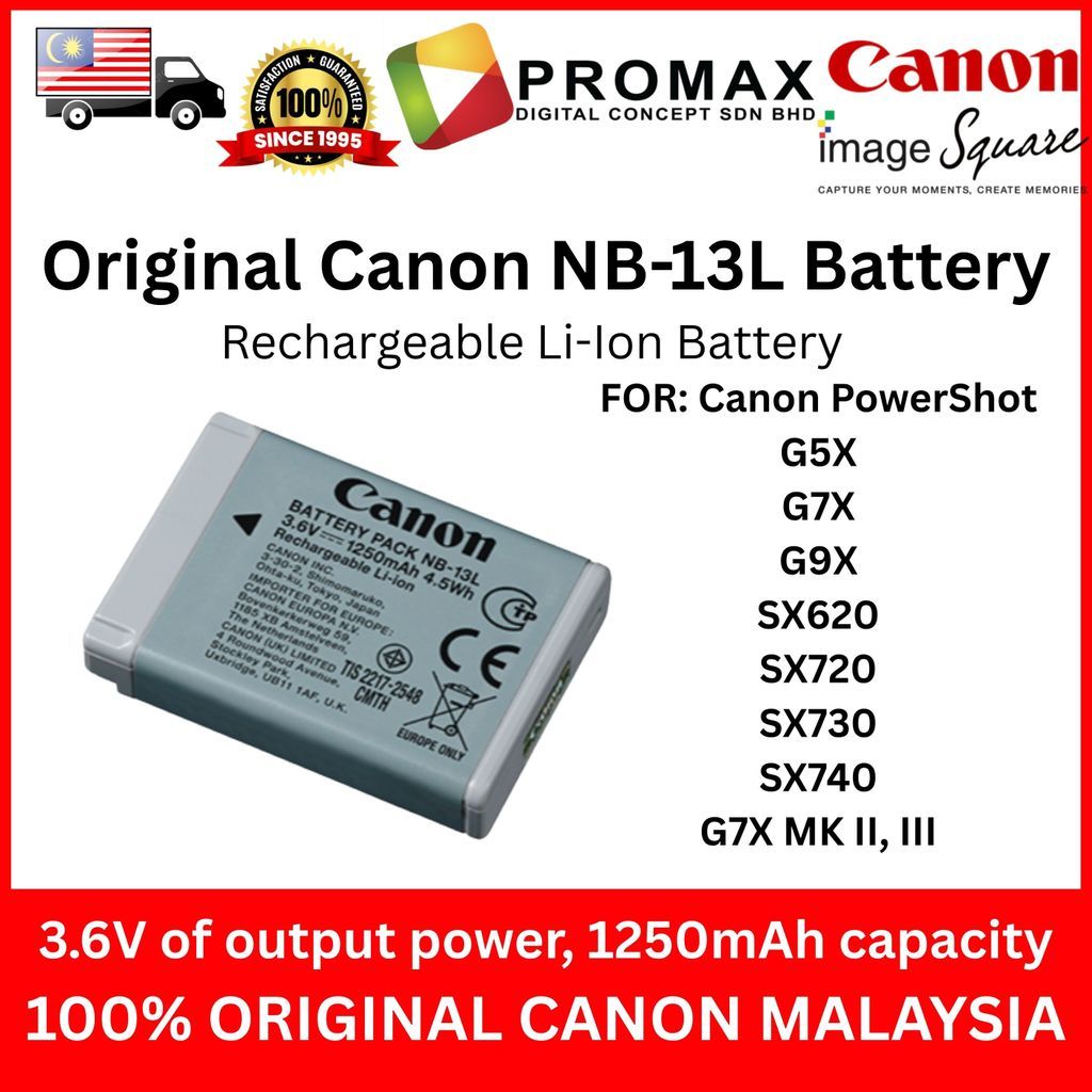 Original Canon NB-13L 1250mAh 3.6V Rechargeable Li-Ion Battery NB13L for Canon PowerShot SX720 SX730 SX740 G7X Mk 2 3