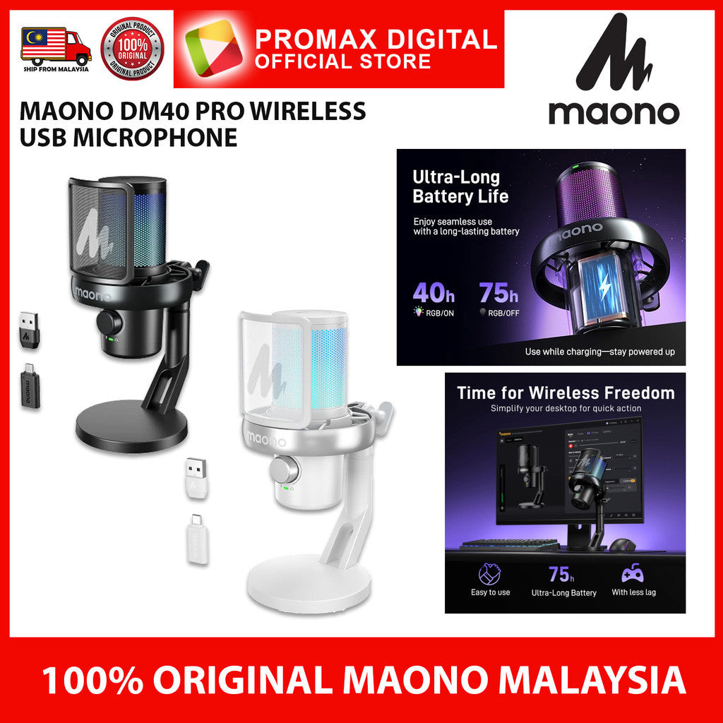 MAONO DM40 PRO WIRELESS GAMING MICROPHONE NOISE-CANCELLATION USB MIC WITH SOFTWARE DM40PRO