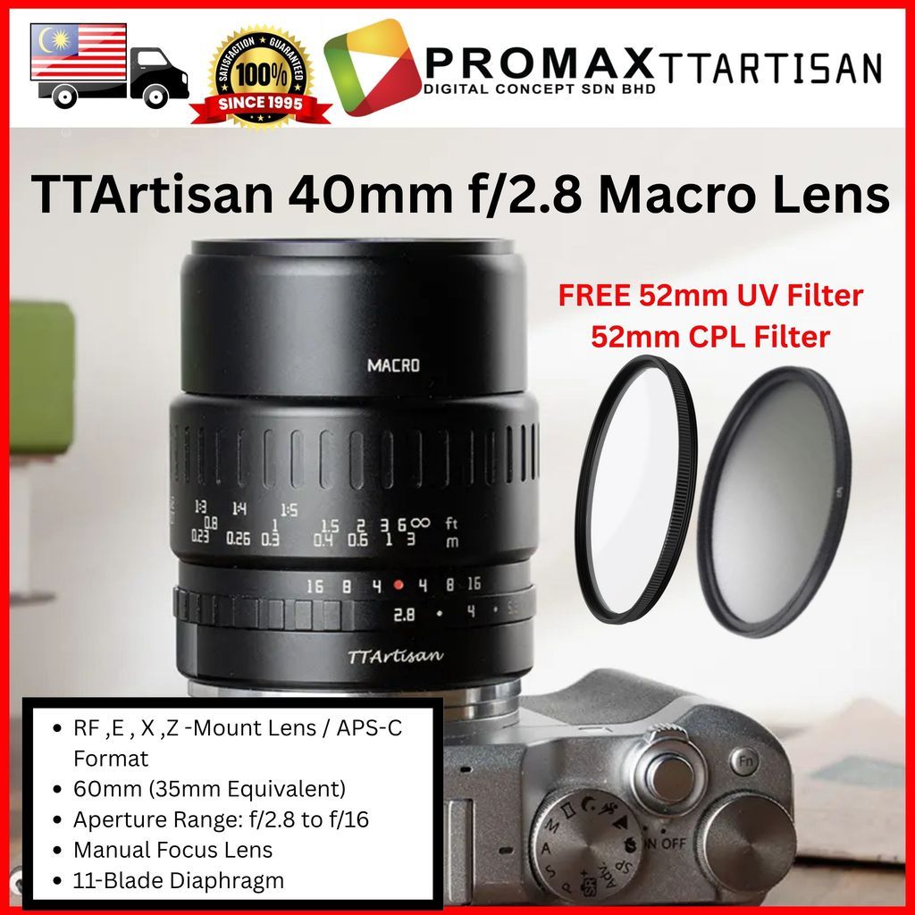 TTArtisan Macro 40mm f2.8 APSC Camera Lens For RF ,E ,X ,Z Mount 40MM 2.8 aps-c