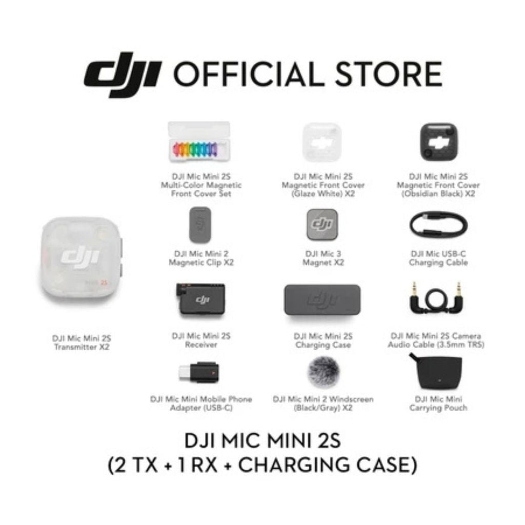 DJI Mic Mini 2 & 2S Mini Wireless 2-Level Noise cancelling Collar Microphone High-Quality Audio mini 2 s mini2s mini2