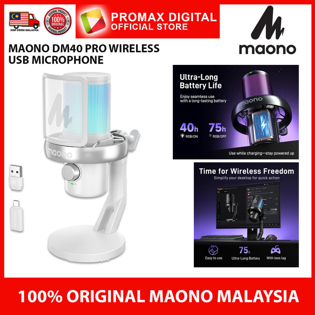 MAONO DM40 PRO WIRELESS GAMING MICROPHONE NOISE-CANCELLATION USB MIC WITH SOFTWARE DM40PRO