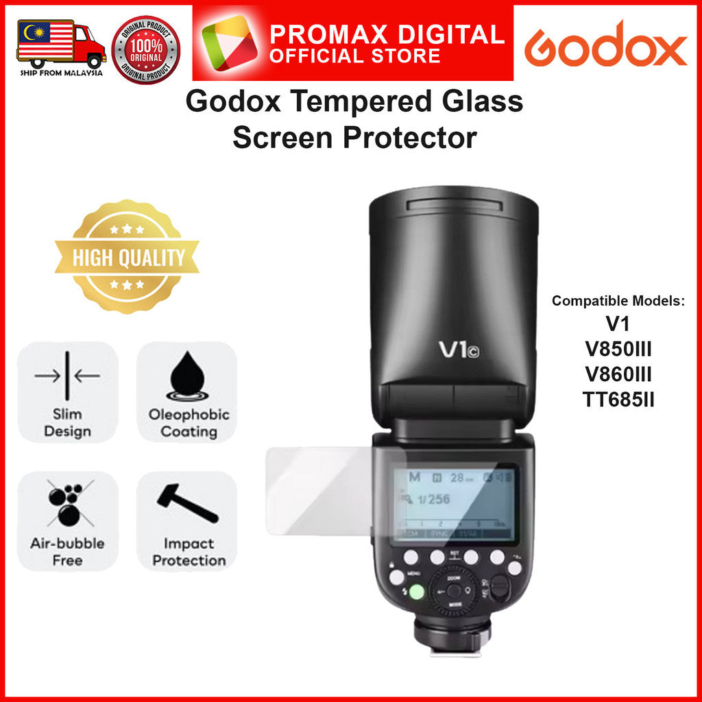 Godox V1 V1mid V850III V860III TT685II V480 TT600 TT600S Tempered Glass LCD Screen Protector