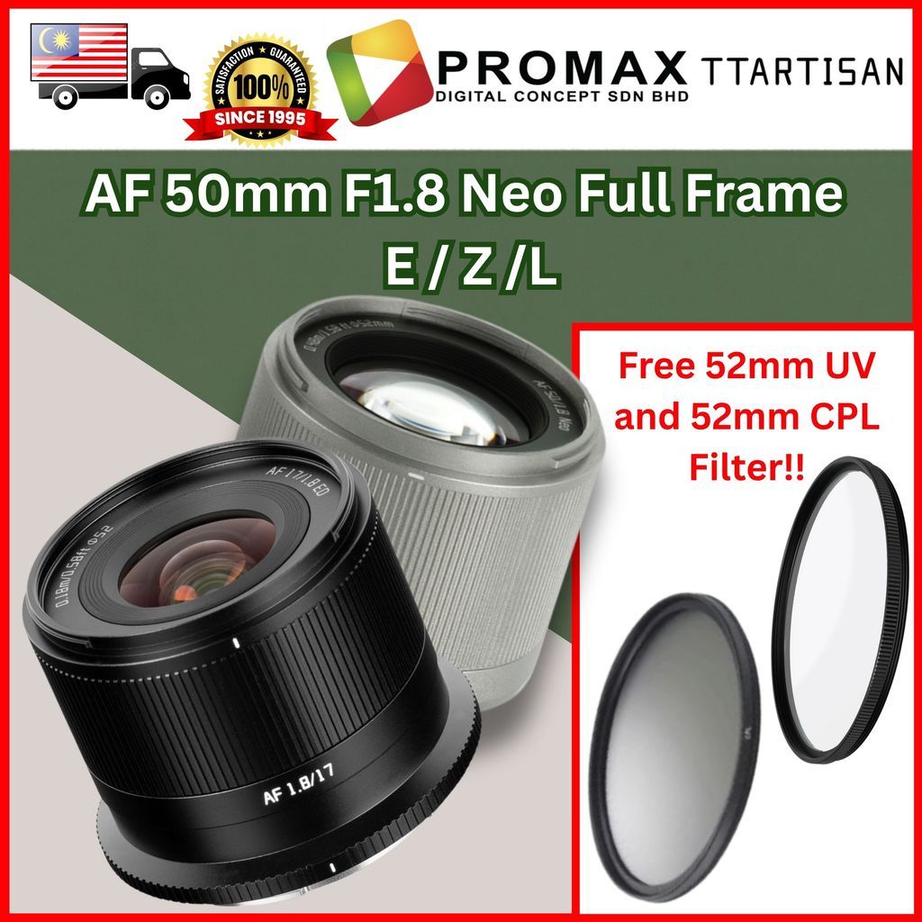 TTArtisan Titanium Black AF 50mm f/1.8 Neo Full Frame Nikon Z Sony E L Mount