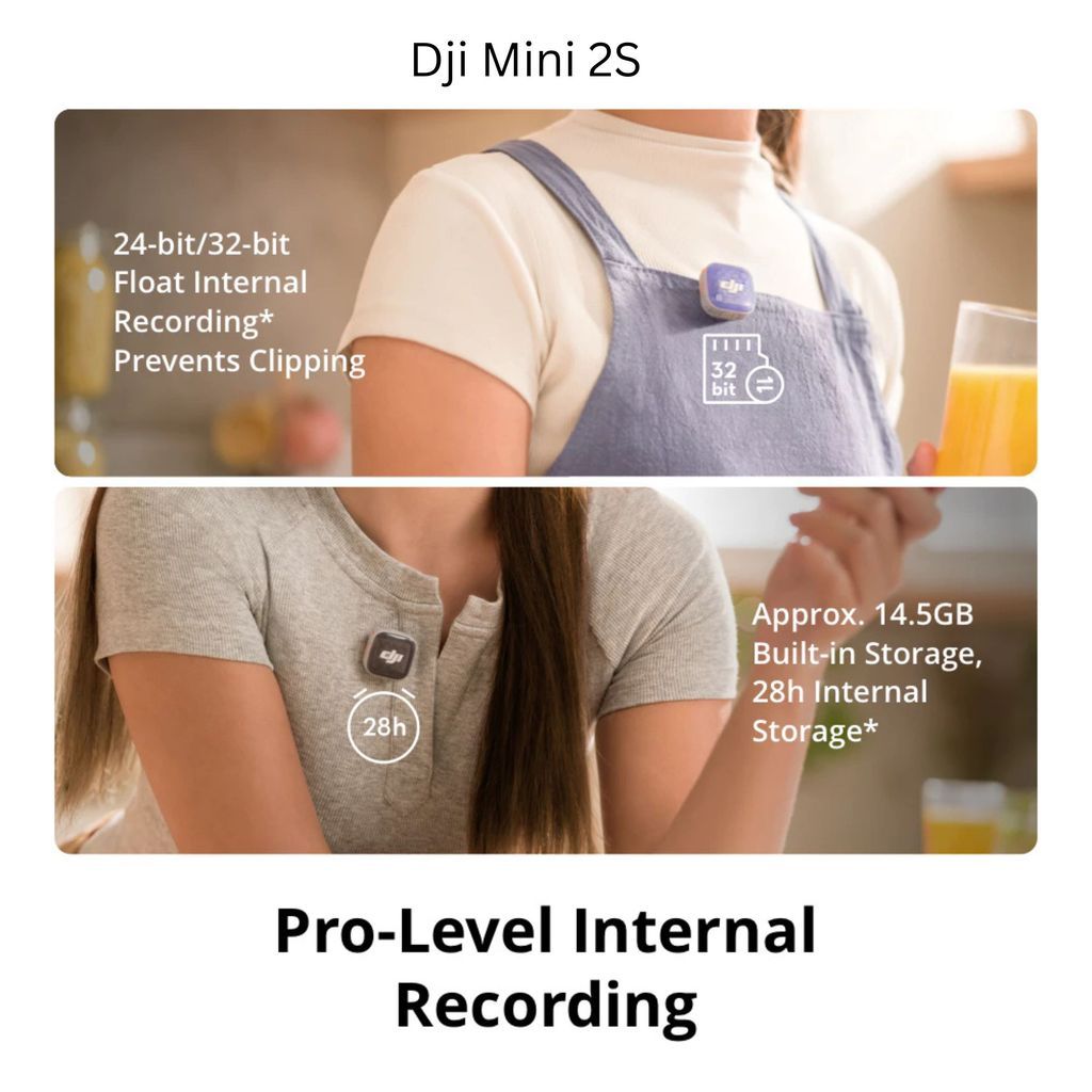 DJI Mic Mini 2 & 2S Mini Wireless 2-Level Noise cancelling Collar Microphone High-Quality Audio mini 2 s mini2s mini2