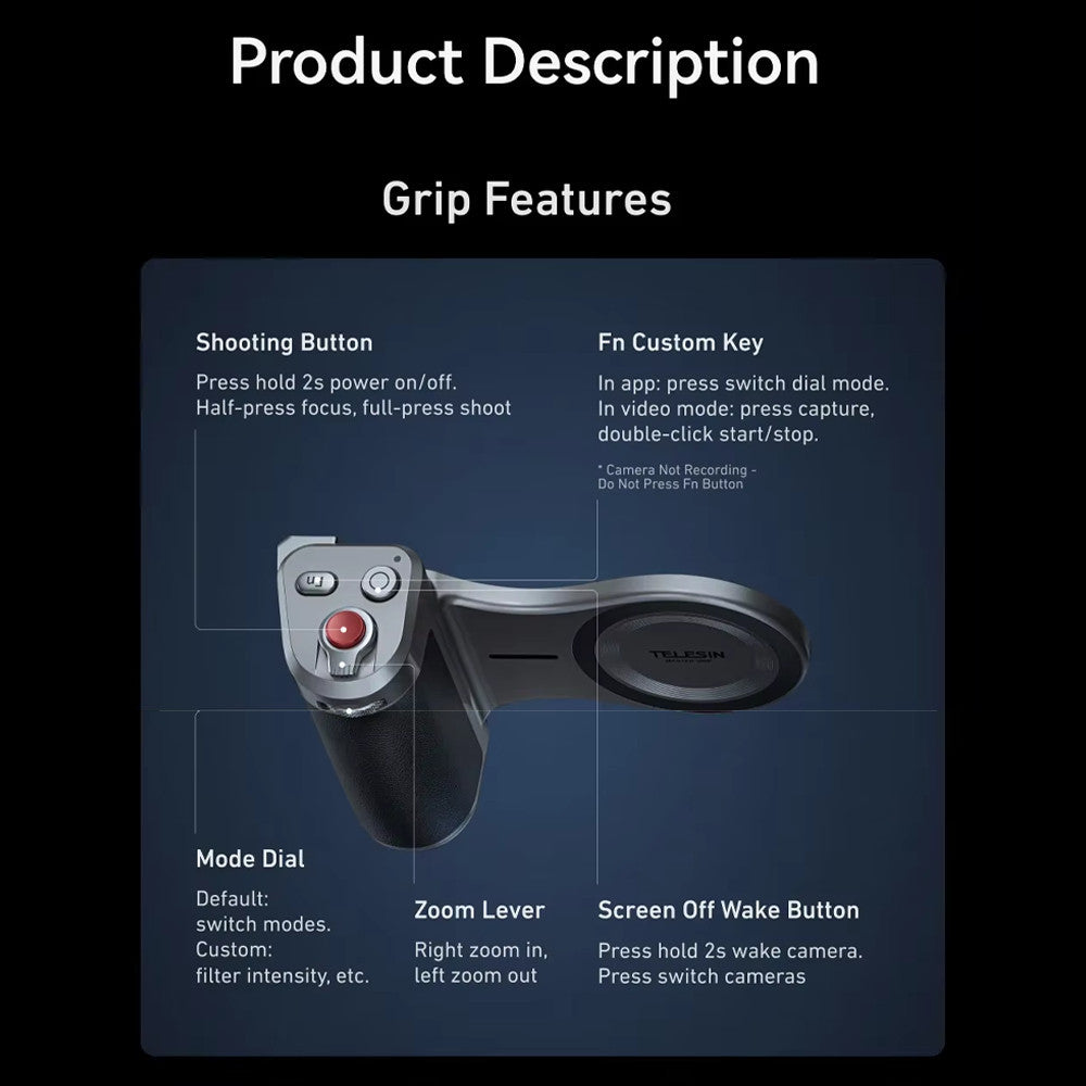 Telesin P5-MP-010 Pro Shot Imaging Grip Special Edition Phone Camera Grip Magnetic Mount