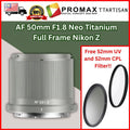 TTArtisan Titanium Black AF 50mm f/1.8 Neo Full Frame Nikon Z Sony E L Mount