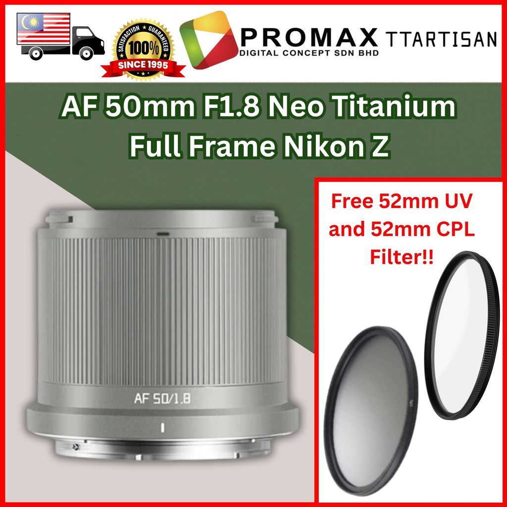 TTArtisan Titanium Black AF 50mm f/1.8 Neo Full Frame Nikon Z Sony E L Mount